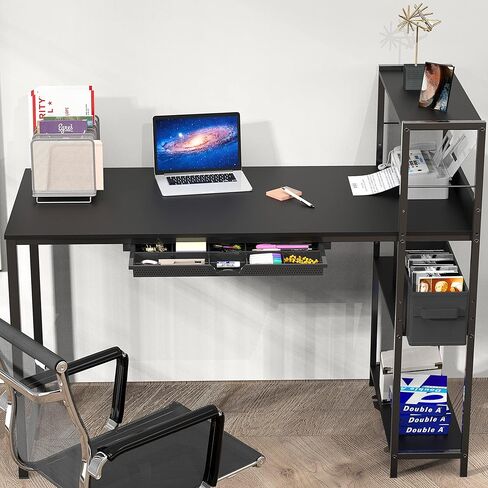 SHW 46-Inch Mission Desk with Side Shelf, 24" Deep, White in Kuwait