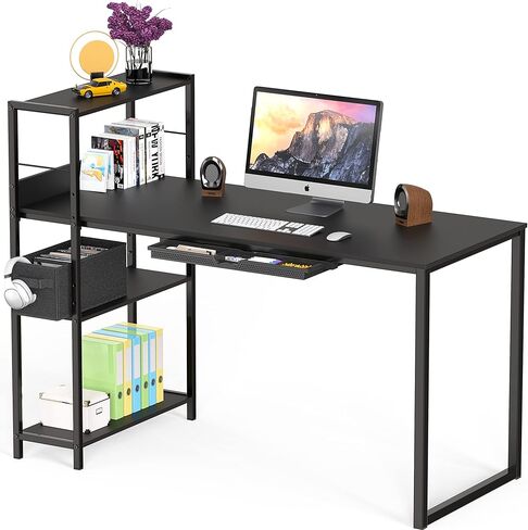 SHW 46-Inch Mission Desk with Side Shelf, 24" Deep, White in Kuwait