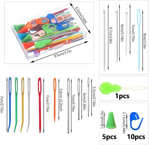 51 Pcs Crochet Needle Set Sewing Needles Large Eye Hand Sewing Crochet Stitch Markers Plastic Sewing Needles Knitting Needle Stoppers for DIY Sewing Handmade Crafts in Saudi Arabia