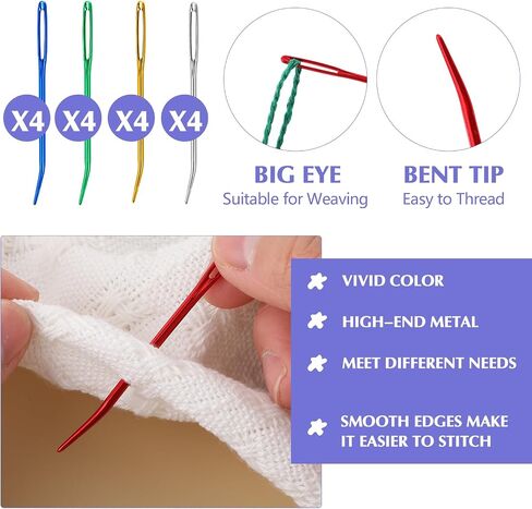 51 Pcs Crochet Needle Set Sewing Needles Large Eye Hand Sewing Crochet Stitch Markers Plastic Sewing Needles Knitting Needle Stoppers for DIY Sewing Handmade Crafts in Saudi Arabia