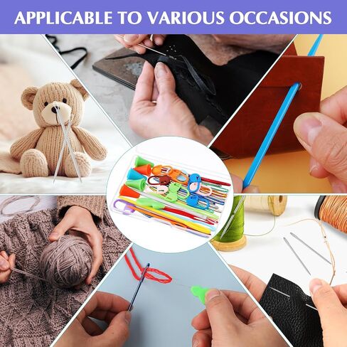 51 Pcs Crochet Needle Set Sewing Needles Large Eye Hand Sewing Crochet Stitch Markers Plastic Sewing Needles Knitting Needle Stoppers for DIY Sewing Handmade Crafts in Saudi Arabia