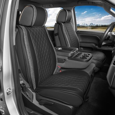 أغطية مقاعد السيارة Carbella ShimmerRide™ للمقاعد الأمامية - أغطية مقاعد جلدية نباتية وردية فاخرة للسيارات مع كريستالات وردية لامعة، أغطية مقاعد سيارات فاخرة للشاحنات، أغطية مقاعد سيارات لسيارات الدفع الرباعي in Kuwait