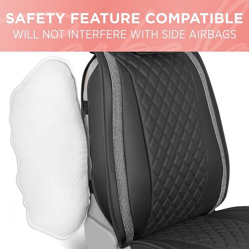 أغطية مقاعد السيارة Carbella ShimmerRide™ للمقاعد الأمامية - أغطية مقاعد جلدية نباتية وردية فاخرة للسيارات مع كريستالات وردية لامعة، أغطية مقاعد سيارات فاخرة للشاحنات، أغطية مقاعد سيارات لسيارات الدفع الرباعي in Kuwait