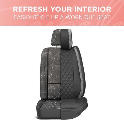 أغطية مقاعد السيارة Carbella ShimmerRide™ للمقاعد الأمامية - أغطية مقاعد جلدية نباتية وردية فاخرة للسيارات مع كريستالات وردية لامعة، أغطية مقاعد سيارات فاخرة للشاحنات، أغطية مقاعد سيارات لسيارات الدفع الرباعي in Kuwait