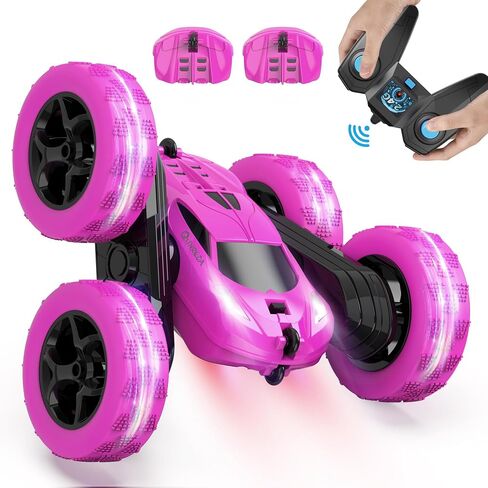 سيارة تحكم عن بعد للأطفال من عمر 6 سنوات فما فوق، لعبة سيارة RC Cars Stunt Car 4WD مزدوجة الجوانب 360 درجة جهاز تحكم عن بعد دوار مع المصابيح الأمامية، هدايا عيد الميلاد للأولاد 6 7 8 9 10 11 12 أزرق in Kuwait