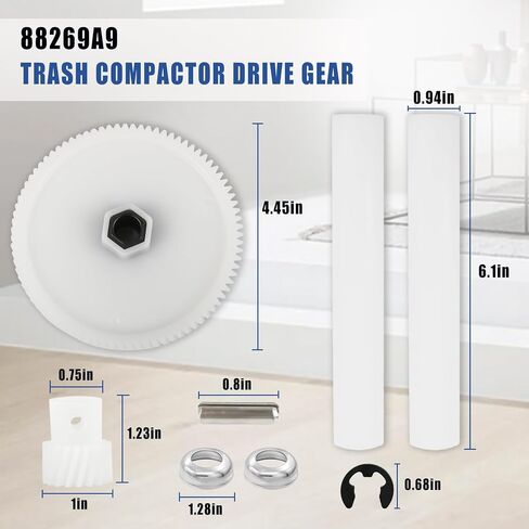 ترقية 882699 ترس محرك ضاغط القمامة المناسب لـ Whirlpool، KitchenAid، Kenmore، Maytag، Jenn-Air، Sears، Drive Gear Kit يستبدل 735285، 749046، 777103،14211018 AP3122987، PS398589، EAP398589 in Kuwait