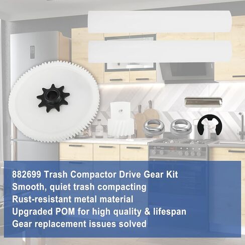 ترقية 882699 ترس محرك ضاغط القمامة المناسب لـ Whirlpool، KitchenAid، Kenmore، Maytag، Jenn-Air، Sears، Drive Gear Kit يستبدل 735285، 749046، 777103،14211018 AP3122987، PS398589، EAP398589 in Kuwait