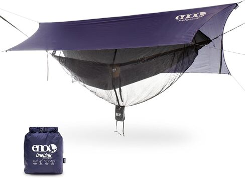 نظام أرجوحة ENO OneLink - يشتمل على أرجوحة DoubleNest ونظام تعليق Atlas وشبكة Guardian Bug Net وProFly Rain Tarp - مجموعة من أساسيات الأرجوحة للتخييم أو المشي لمسافات طويلة أو المهرجان - أزرق داكن/زيتوني in Saudi Arabia