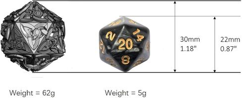 KakapopoTCG عداد حياة النرد الذي لا نهاية له D20 النرد Spindown معدن صلب كبير جدًا وثقيل جدًا لـ MTG Magic The Gathering EDH Commander العد التنازلي للعداد المعدني in Kuwait