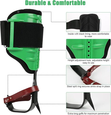 WMLBK Tree Climbing Gear Set, Tree Climbing Spikes Kit Adjustable Climbing Spurs Tool Leather arborist tree climbing Set With Protection Belt & Flipline for Climbing Hunting Rescue Logging Observation in Kuwait