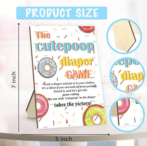 مضحك The Cutepoop حفاضات استحمام الطفل لعبة بنين بنات تحمل علامة استحمام خشبية للأطفال مع 50 قطعة حفاضات صغيرة باللون الأزرق للكشف عن الجنس ديكور حفلة استحمام الطفل in Kuwait
