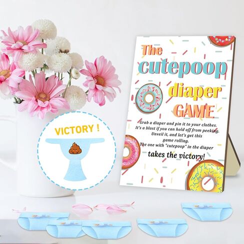 مضحك The Cutepoop حفاضات استحمام الطفل لعبة بنين بنات تحمل علامة استحمام خشبية للأطفال مع 50 قطعة حفاضات صغيرة باللون الأزرق للكشف عن الجنس ديكور حفلة استحمام الطفل in Kuwait