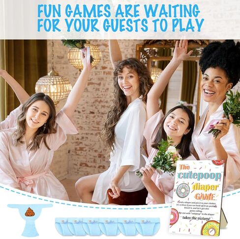مضحك The Cutepoop حفاضات استحمام الطفل لعبة بنين بنات تحمل علامة استحمام خشبية للأطفال مع 50 قطعة حفاضات صغيرة باللون الأزرق للكشف عن الجنس ديكور حفلة استحمام الطفل in Kuwait