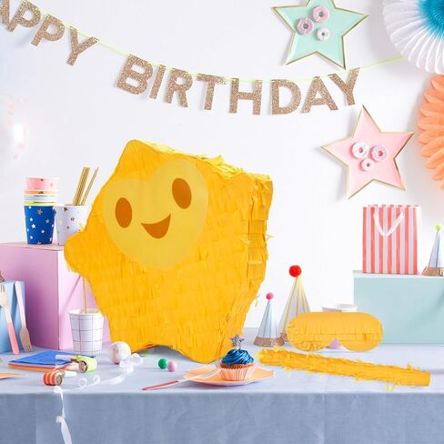 Star Pinata Birthday Party Supplies - Cute Star Pinata for Kids Girls Boys Birthday Party, Cartoon Pinata with Stick, Blindfold and Confetti for Birthday Party Candy, Birthday Party Game Decorations in Saudi Arabia