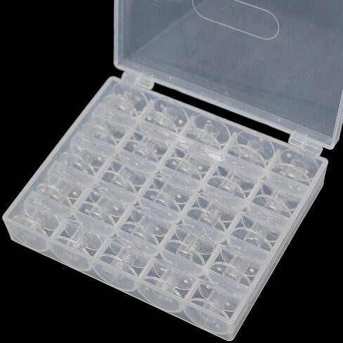 25 Pcs Bobbins for Sewing Machine, Sewing Bobbins with Case, Sa156 Bobbins, Bobbins Class 15, Plastic Bobbins Compatible with Brother Singer Sewing and Embroidery Machine (25 Bobbins with Box) in Kuwait