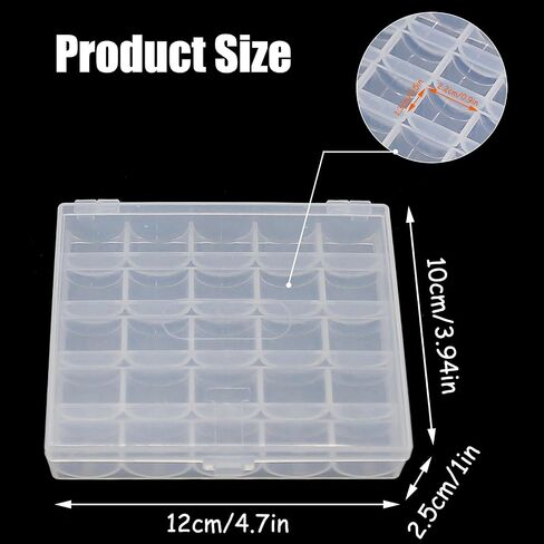 25 Pcs Bobbins for Sewing Machine, Sewing Bobbins with Case, Sa156 Bobbins, Bobbins Class 15, Plastic Bobbins Compatible with Brother Singer Sewing and Embroidery Machine (25 Bobbins with Box) in Kuwait