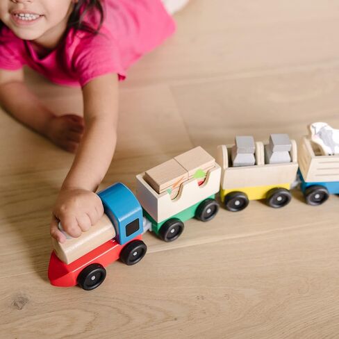 Melissa & Doug Wooden Farm Train Set - Classic Wooden Toy (3 linking cars) in Saudi Arabia