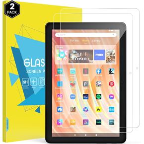 MoKo 2-Pack Screen Protector for All-New Kindle Fire HD 10 & 10 Plus Tablet (11th Generation, 2021 Release) 10.1"/Fire HD 10 Kids/Fire HD 10 Kids Pro 2021, 9H Hardness Round Edge Tempered Glass Film