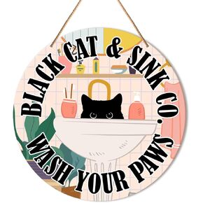 Bathroom Sign Wall Decor, Guest Bathroom Hanging Sign Decor Farmhouse Wall Decoration Inspirational Wood Sign for Toilet, Powder Room, Housewarming Gifts for Woman Man, Wash Your Worries Away
