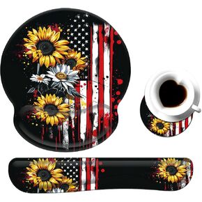 Keyboard Wrist Rest and Mouse Pad Wrist Support Set with Coaster,Ergonomic Mouse Pad,Comfortable for Easy Typing, Pain Relief,Memory Foam Keyboard Pad Set for Laptop Mac,Beautiful Floral in Saudi Arabia