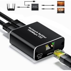 Gigabit Ethernet Splitter 1 in 2 Out, BolAAzuL 1000Mbps 1x2 Splitter - LAN/Internet Cable Splitter - Cat5/6/7 Splitter 1 to 2, RJ45 Network Extension Connector | Plug&Play | Cost-Effective
