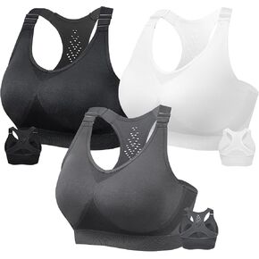 FITTIN Sports Bras for Women Padded: Seamless Racerback Adjustable Workout Bras Pack for Yoga Gym Jogger Bodybuilder