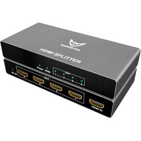 HDMI Splitter - DiamondTiger 4K HDMI Splitter 1 in 8 Out - Powered HDMI 2.0 Splitter 8 Way Monitor Outputs, Support 4K@60Hz Ultra HD, HDCP 2.0, 3D Audio Video Sync, Plug&Play for HDTV PS4/5 Xbox PC