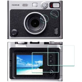 ULBTER Screen Protector for Fujifilm Instax Mini EVO Fuji Instant Camera LCD + Lens PET Flim [2+2Pack] Tempered Glass 9H Hardness Anti-Scrach Anti-Bubble