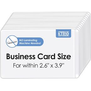 KTRIO 30-Pack Self Adhesive Laminating Sheets for Business Cards, 10 Mil Thick, Self Seal Laminate Pouches 2.6x3.9 Inches, Round Corner Design, No Laminating Machine Needed