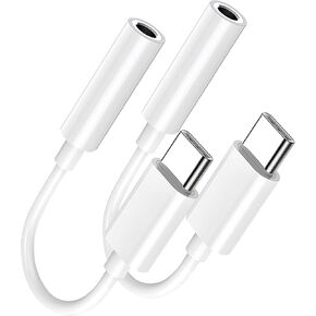 Lightning to 3.5mm Headphone Jack Adapter, 2 in 1 Headphone Adapter [Apple MFi Certified] Aux Audio and Charger Adapter Dongle Cable Splitter Compatible with iPhone, 2 Pack