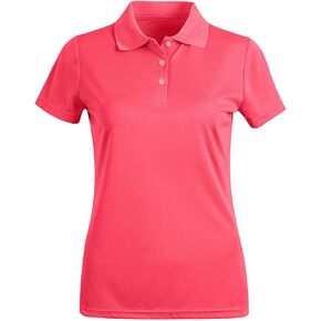 Women's Dry-Fit Golf Polo T Shirts Lightweight Moisture Wicking Short Sleeve Shirt Quick Dry Polo Shirt for Women(Pink-XL)