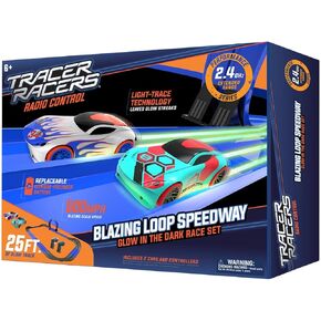 Tracer Racers 2.4 GHz Radio Control Remote Slot-Less, Cordless Racing Super Loop Speedway Track Set with Two Cars