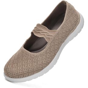 Women Mary Jane Shoes Comfortable Knit Walking Flats Slip On Dressy Shoes Washable Casual Nurse Flats with Arch Support