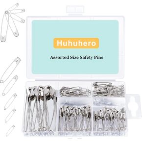 Huhuhero Safety Pins, Safety Pins Assorted, 630 PCS Assorted Colors Safety Pins, 5 Different Sizes Small Safety Pin Bulk, Nickel Plated Steel Mini Pins for Clothes, Pinning, Sewing, Art & Crafts