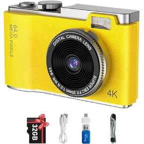 Digital Camera, FHD 1080P Kids Camera 64MP Point and Shoot Digital Cameras with 32GB SD Card, 16X Zoom, Compact Small Camera for Kids Boys Girls,Perfect Christmas & Birthday Gifts (Purple)