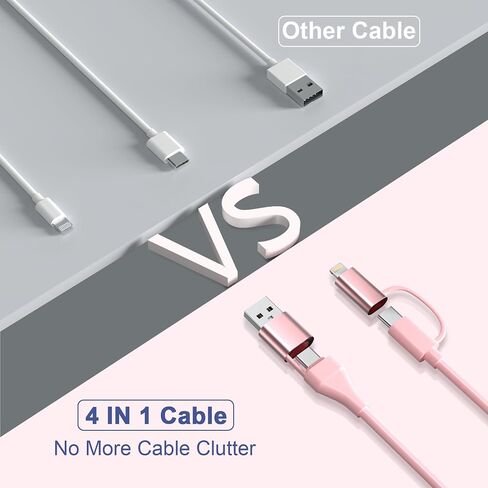 كابل شحن USB C وLightning 2 في 2 سلك Carplay، كابل شحن سريع USB C يدعم Apple Carplay وAndroid Auto، كابل شحن متعدد كومبو من النوع C/Lightning لأجهزة iPhone/Android/iPad in Saudi Arabia