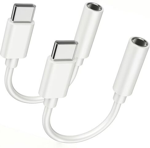 2 Pack USB Type C to 3.5mm Female Headphone Jack Adapter,Premium USB C to Aux Audio Dongle Cable Cord Compatible with iPhone 15/16Pro Max/Pro 16/15 Plus,Galaxy S24/S23/S22/S21 Ultra/MacBook. in Saudi Arabia