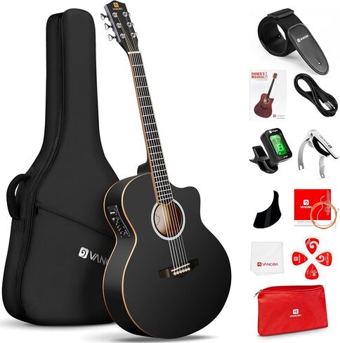 Vangoa Acoustic Electric Guitar Kit, 41 In Jumbo Cutaway Electric Guitars, 4/4 Full-size Acustica-Electrica Guitarra, Starter Bundle, Built-in EQ, For Beginner Adult Teen, Right-Hand Satin Green Burst in Saudi Arabia