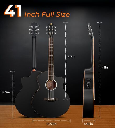 Vangoa Acoustic Electric Guitar Kit, 41 In Jumbo Cutaway Electric Guitars, 4/4 Full-size Acustica-Electrica Guitarra, Starter Bundle, Built-in EQ, For Beginner Adult Teen, Right-Hand Satin Green Burst in Saudi Arabia