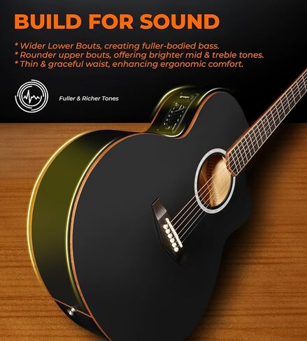 Vangoa Acoustic Electric Guitar Kit, 41 In Jumbo Cutaway Electric Guitars, 4/4 Full-size Acustica-Electrica Guitarra, Starter Bundle, Built-in EQ, For Beginner Adult Teen, Right-Hand Satin Green Burst in Saudi Arabia