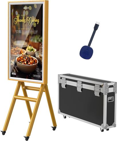 43 Inch Mobile Digital Signage Kiosk with Flight Case, Photo Booth Stand by with Screen Mirroring App Publishing, Portable Advertising Display Poster, WiFi H-D-M-I/USB Input, Android OS in Kuwait