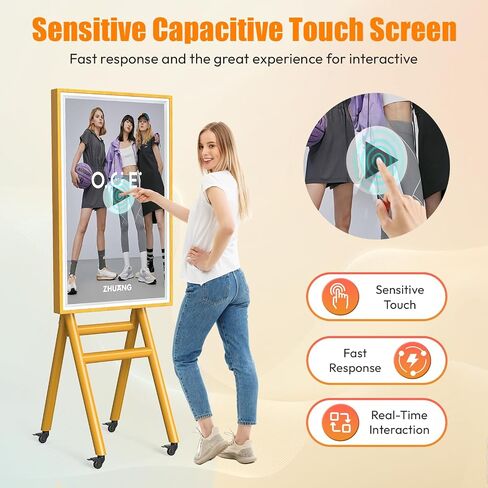 43 Inch Mobile Digital Signage Kiosk with Flight Case, Photo Booth Stand by with Screen Mirroring App Publishing, Portable Advertising Display Poster, WiFi H-D-M-I/USB Input, Android OS in Kuwait