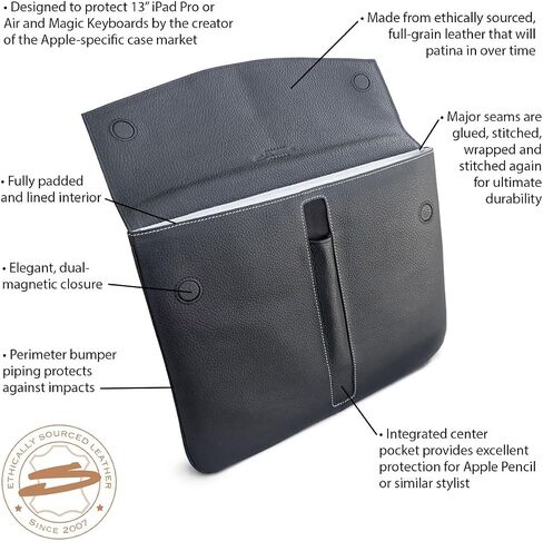 Premium Leather Magic Keyboard Sleeve by Michael Santoro Design - Black in Saudi Arabia
