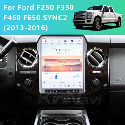 Qualcomm Android 11 Car Radio for Ford F250 F350 2009-2012 F450 F650 2009-2014 Stereo Replacement Head Unit 12.1 Inch 2K IPS Touch Screen Tesla Style Carplay Android Auto Navigation Multimedia Play in Kuwait