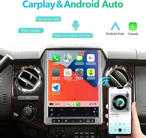 Qualcomm Android 11 Car Radio for Ford F250 F350 2009-2012 F450 F650 2009-2014 Stereo Replacement Head Unit 12.1 Inch 2K IPS Touch Screen Tesla Style Carplay Android Auto Navigation Multimedia Play in Kuwait