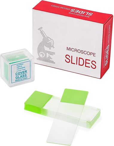 50 Pcs Frosted Microscope Slides with 100 Pcs 22x22mm Square Coverslips Cover Glass for Microscopes in Kuwait