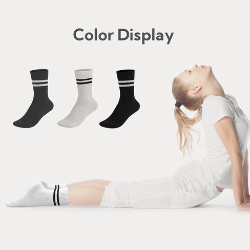 Pilates Socks with Grips for Women 3 Pairs Non-Slip Yoga Socks for Barre, Dance, and Workout Athletic Fitness Socks in Saudi Arabia
