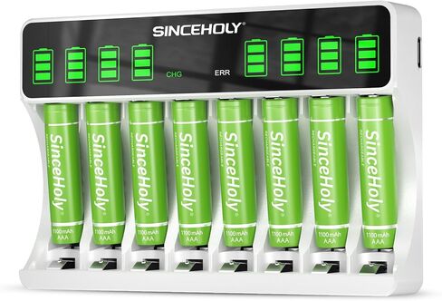 شاحن بطارية AA AAA LCD ذكي ذو 8 فتحات، شحن USB عالي السرعة، فتحة مستقلة، لبطاريات Ni-MH Ni-CD القابلة لإعادة الشحن، بدون محول in Saudi Arabia