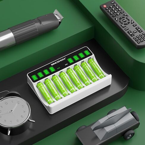شاحن بطارية AA AAA LCD ذكي ذو 8 فتحات، شحن USB عالي السرعة، فتحة مستقلة، لبطاريات Ni-MH Ni-CD القابلة لإعادة الشحن، بدون محول in Saudi Arabia