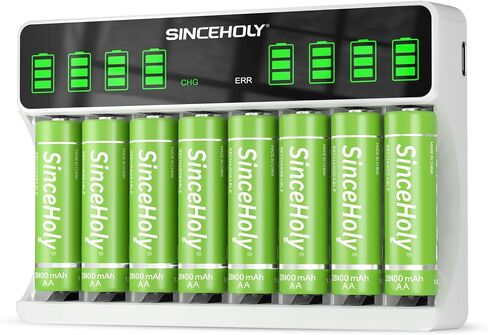 شاحن بطارية AA AAA LCD ذكي ذو 8 فتحات، شحن USB عالي السرعة، فتحة مستقلة، لبطاريات Ni-MH Ni-CD القابلة لإعادة الشحن، بدون محول in Saudi Arabia